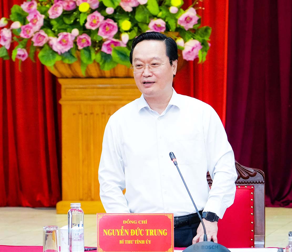 Bi thu Tinh uy Nghe An Nguyen Duc Trung phat bieu tai cuoc gap mat. Anh: Pham Bang