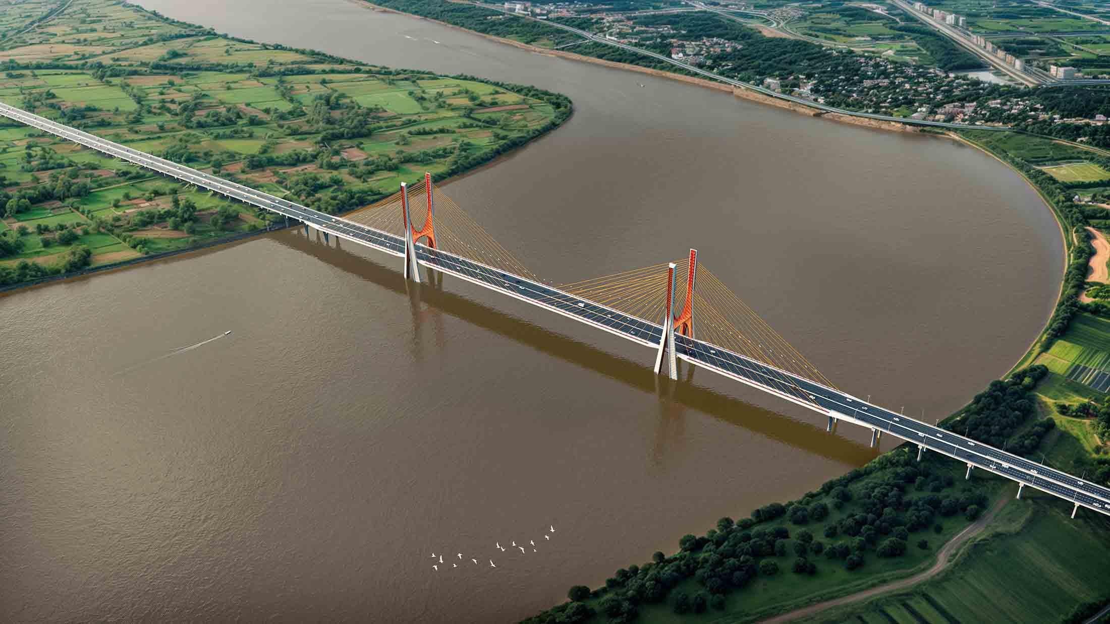 Perspective of Ngoc Hoi bridge across the Red River connecting Hanoi with Hung Yen, expected to start construction on August 19 this year. Photo: Design Unit