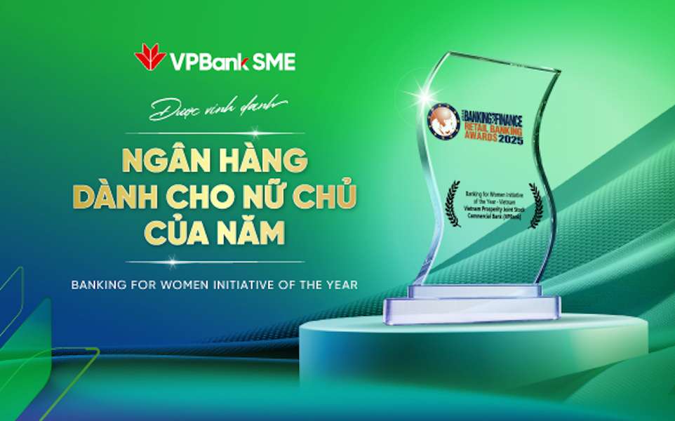 Giai thuong “Ngan hang tot nhat cho doanh nghiep nu chu 2025” do Asian Banking & Finance trao tang VPBank. Anh: VPBank