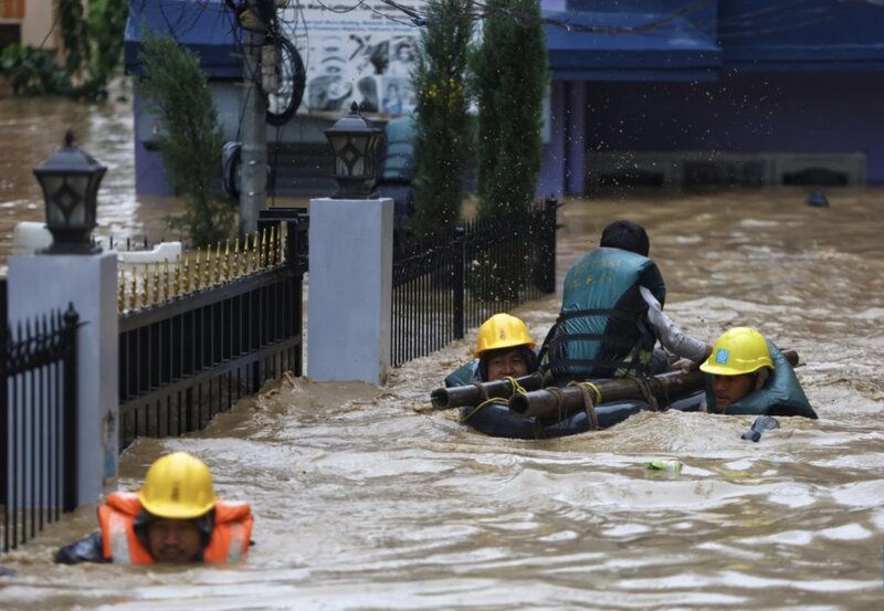 Una inundacion en Nepal. Foto: Xinhua