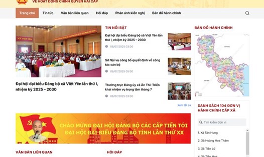 Hưng Yên triển khai cổng thông tin hỗ trợ người dân thời kỳ chính quyền hai cấp. Ảnh: Cổng TTĐT tỉnh Hưng Yên