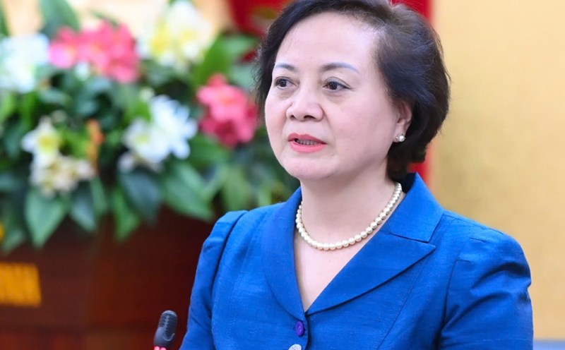 Minister Pham Thi Thanh Tra outlined tasks on the basic salary in July and August 2025. Photo: Ministry of Home Affairs