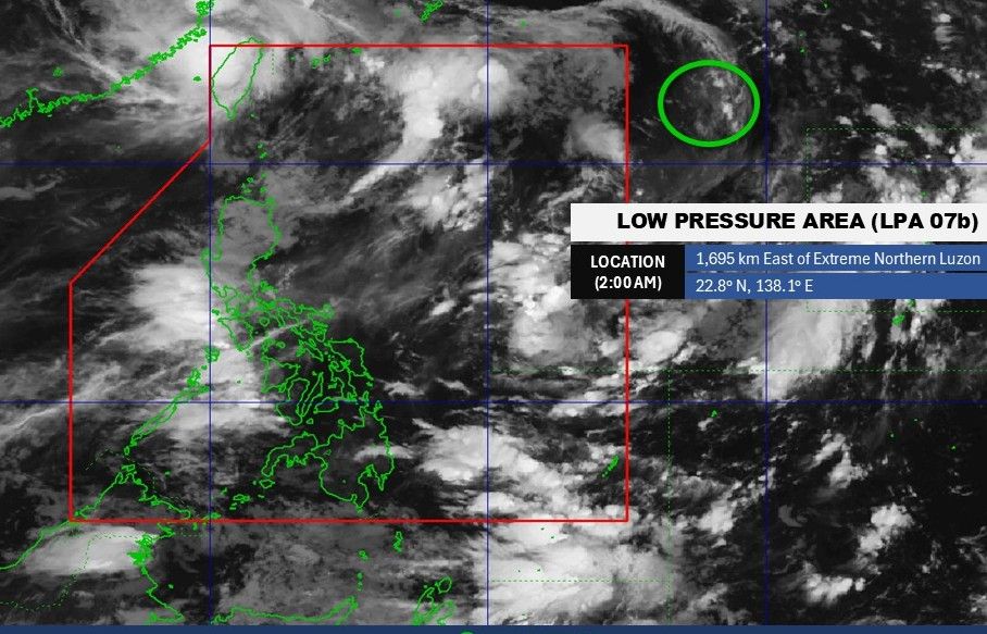 Posicion de baja presion cerca de Filipinas a las 2 a.m.en 9.7.2025. Foto: Pagasa