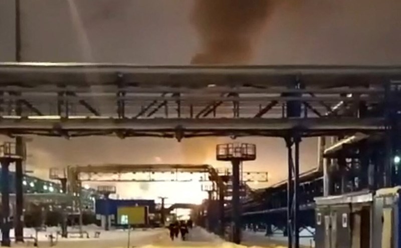 The explosion at the port warehouse of Russia's Ust-Luga port in the Baltic Sea in January 2024. Photo: AFP