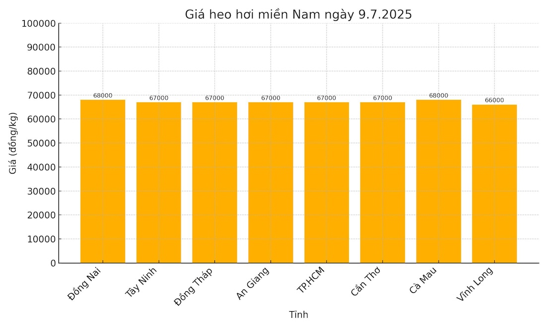 Gia heo hoi ngay 9.7 tai khu vuc mien Nam. Do hoa: Thuy Linh