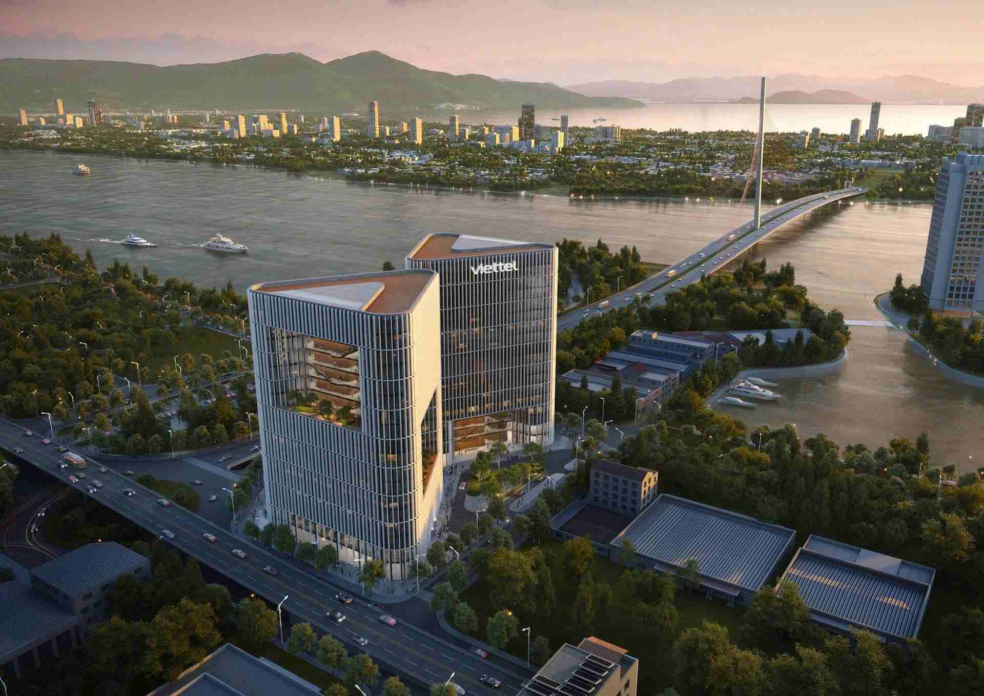 The Viettel High-Tech Building model - a project that has just started construction in Da Nang. Photo: An Thuong