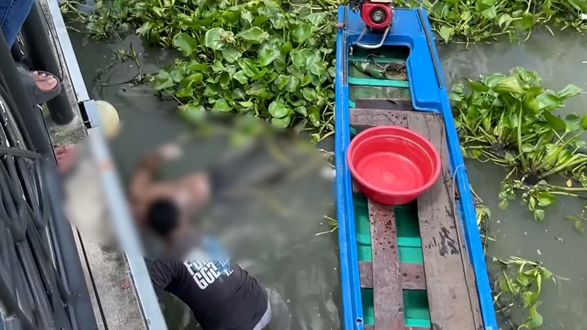Scene of the young man's body floating on the Saigon River.