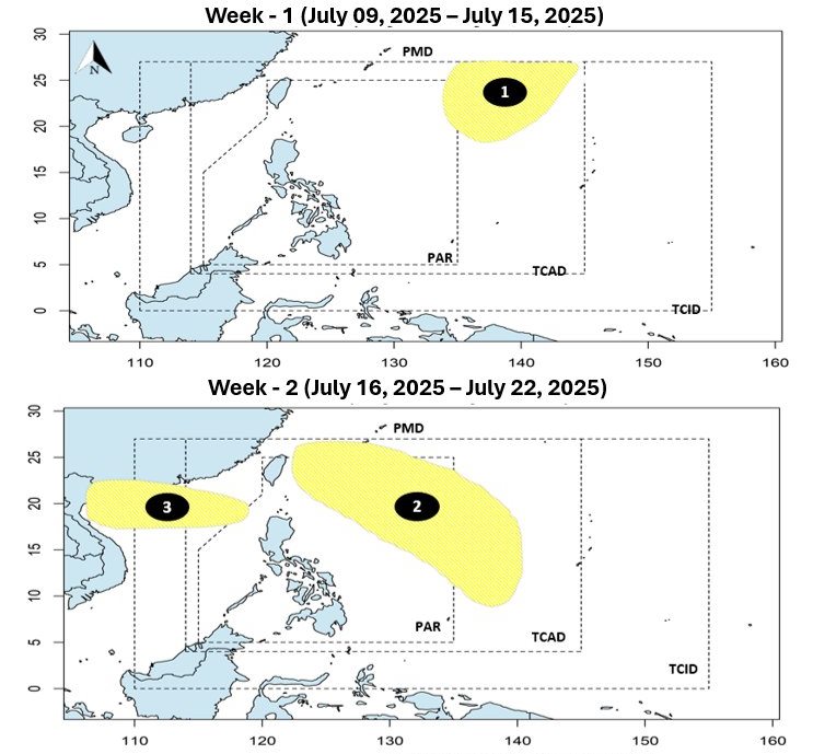3 ap thap hinh thanh trong 2 tuan toi. Anh: PAGASA