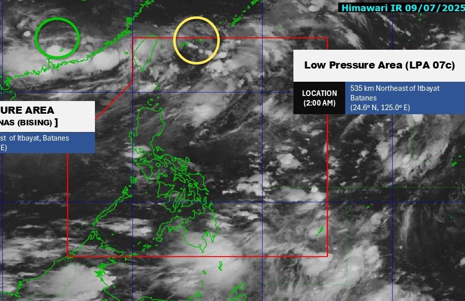 Ubicacion de 2 presion baja en Filipinas en 2H en 10.7.2025. Foto: Pagasa