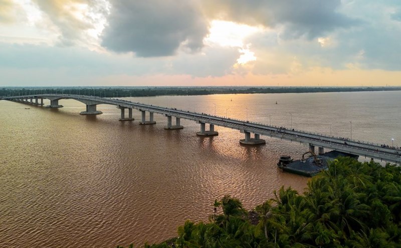 The Dai Ngai 2 bridge project has basically completed the main bridge item. Photo: Phuong Anh