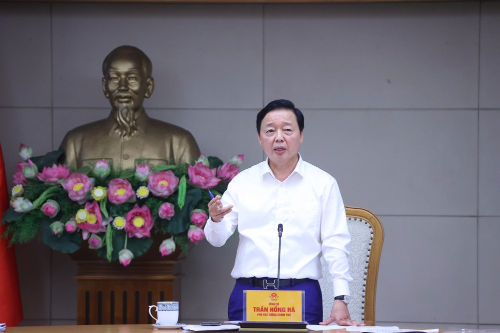 Pho Thu tuong Tran Hong Ha chu tri hoi nghi Ban Chi dao Quoc gia ve tinh hinh, ket qua chong khai thac hai san bat hop phap. Anh: VGP