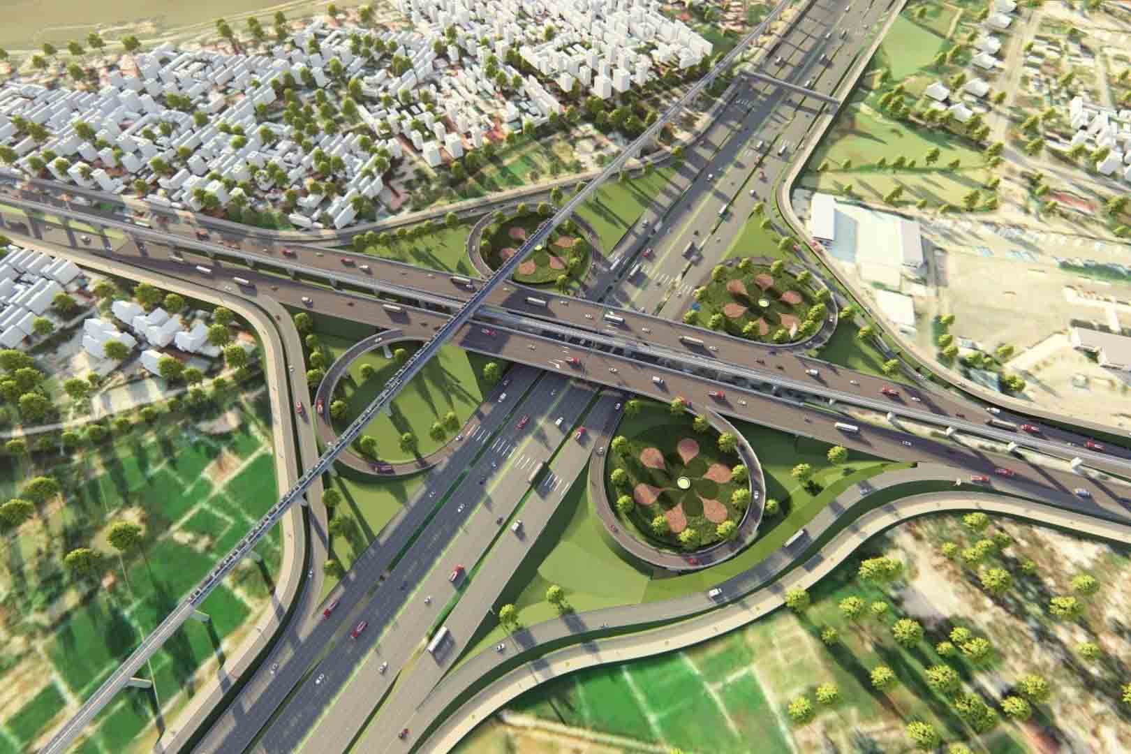 The intersection of Ring Road 4 Expressway with National Highway 6 (Hanoi). Photo: Hanoi People's Committee