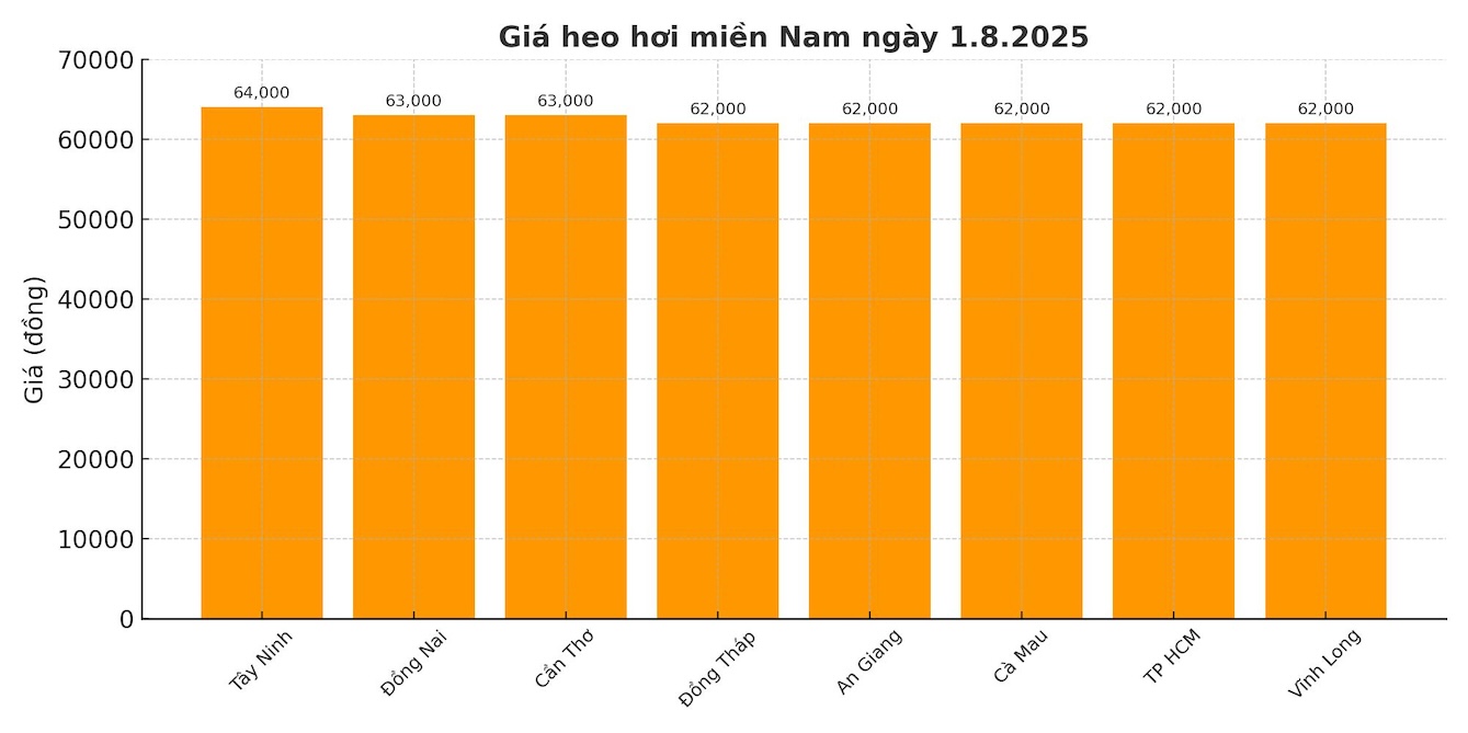 Gia heo hoi ngay 1.8 tai khu vuc mien Nam. Do hoa: Thuy Linh