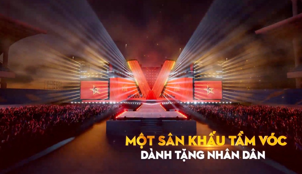 Hinh anh mo phong san khau chuong trinh “To quoc trong tim“. Anh: Ban to chuc