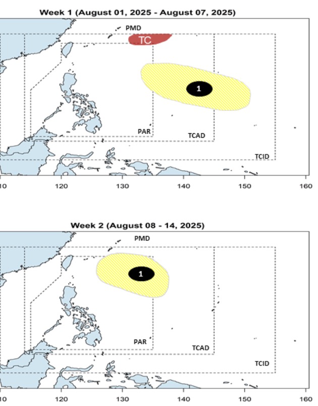 Ap thap gan Bien Dong trong nua dau thang 8. Anh: PAGASA