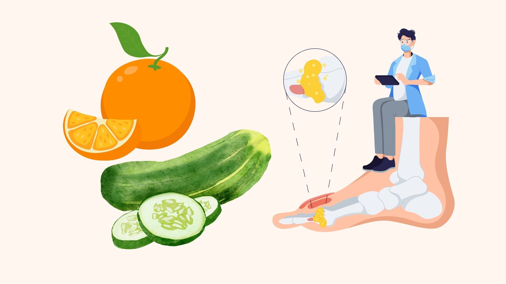 Natural uric acid reduction thanks to pure plant-based dishes. Graphics: Linh Dan