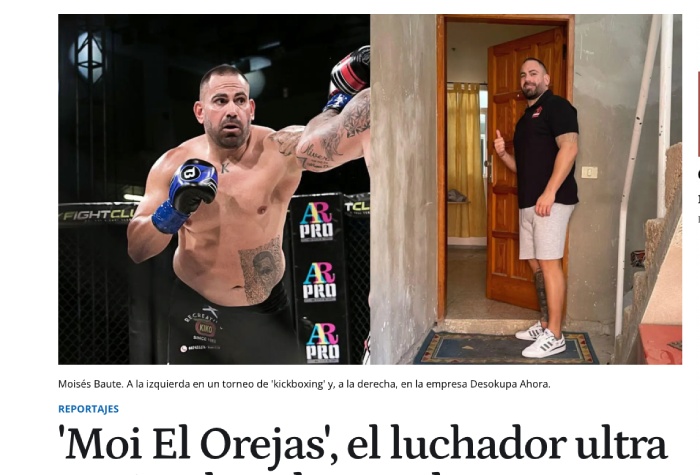 킥복싱 선수 모이세스 바우테의 살인 정보가 스페인 신문에 게재되었습니다. 스페인 신문에서 촬영한 사진