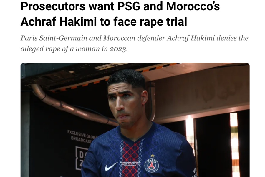 하키미(PSG)는 여성 강간 혐의로 형사 법정에 서야 할 수도 있습니다. 프랑스 신문 사진