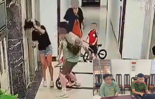 Danh tính người đàn ông liên tục đấm, đạp vào người phụ nữ tại sảnh chung cư ở Hà Nội