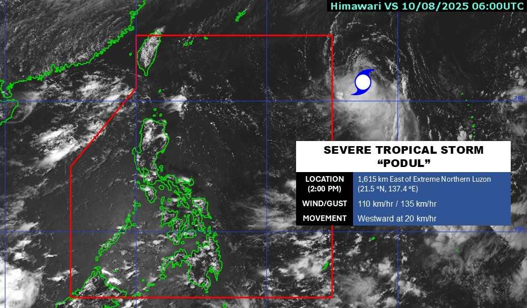 The center of Typhoon Podul at 2:00 a.m. on August 10, 2025. Photo: PAGASA