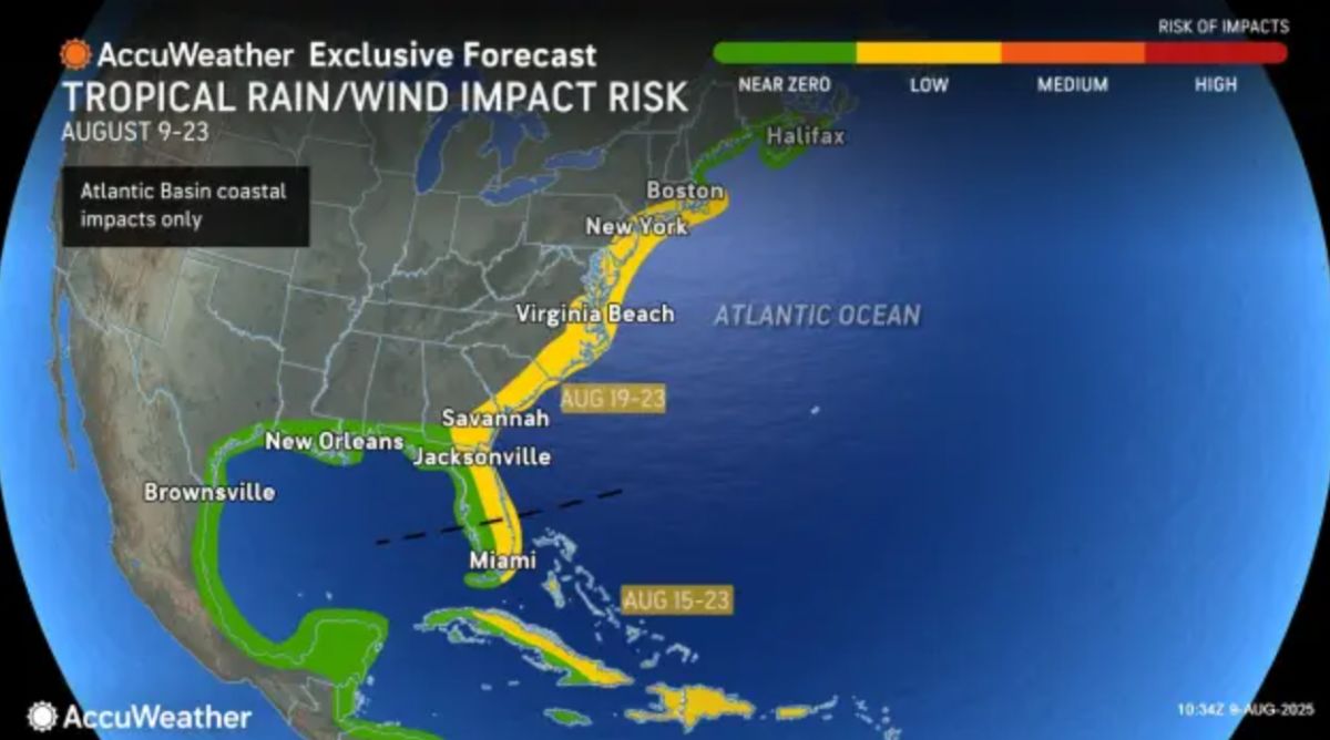 Du bao luong mua o bo bien luu vuc Dai Tay Duong. Anh: AccuWeather