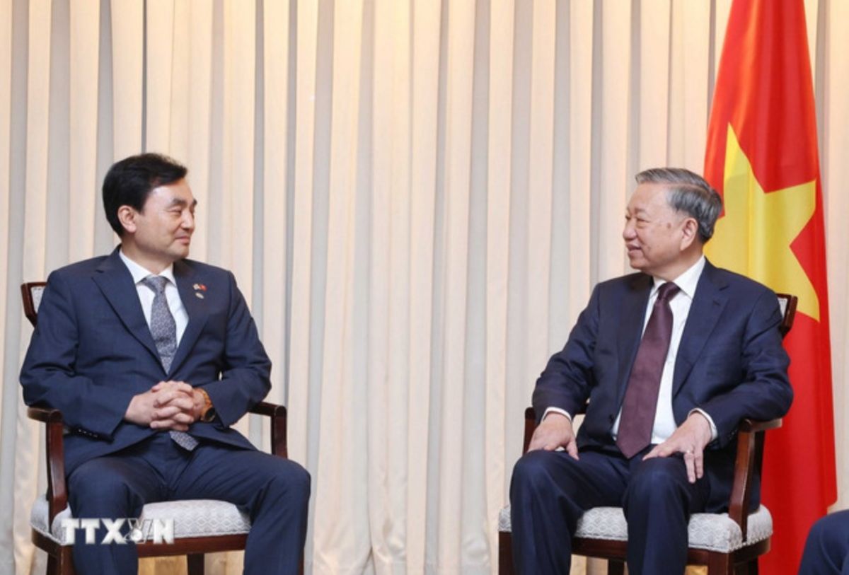 General Secretary To Lam received Mr. Ahn Gyu Back, Chairman of the Vietnam - Korea Friendship Parliamentarians Association. Photo: VNA