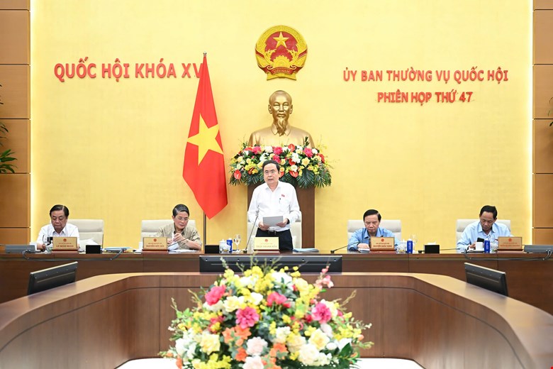 Uy vien Bo Chinh tri, Chu tich Quoc hoi Tran Thanh Man phat bieu tai Phien hop thu 47. Anh: Quochoi.vn 
