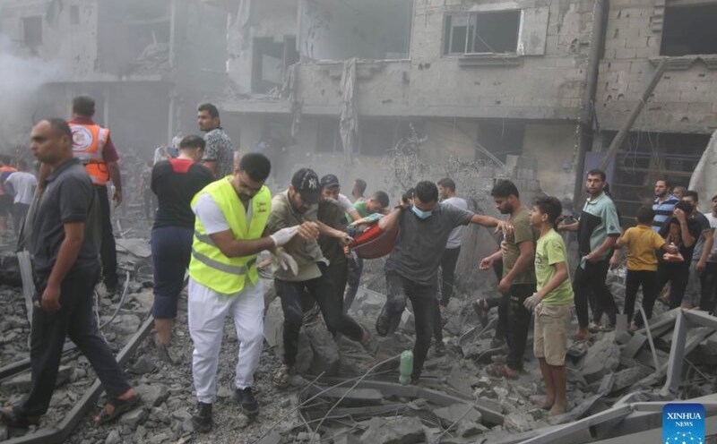 Rescue work in Gaza after the Israeli airstrike in October 2023. Photo: Xinhua