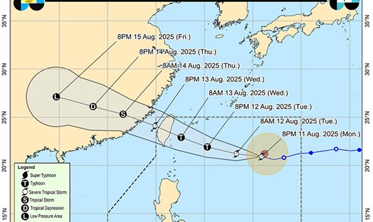 Dự báo đường đi của bão Podul (tên địa phương Gorio tại Philippines). Ảnh: PAGASA