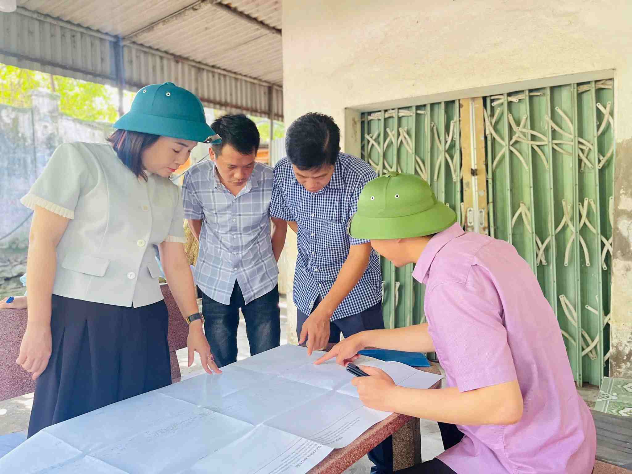 Leaders of Tu Minh ward, Hai Phong city inspect the field. Photo: Nguyen Thuong