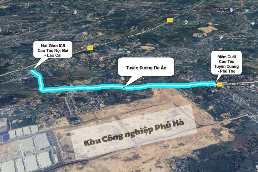 Binh do tuyen duong noi 2 cao toc (uoc chung). Anh: Google Earth.