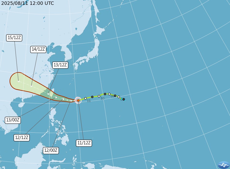 El tifon Podul se fortalecio violentamente cuando se preparaba para tocar tierra por primera vez con vientos de hasta 155 km/h. Foto: CWA
