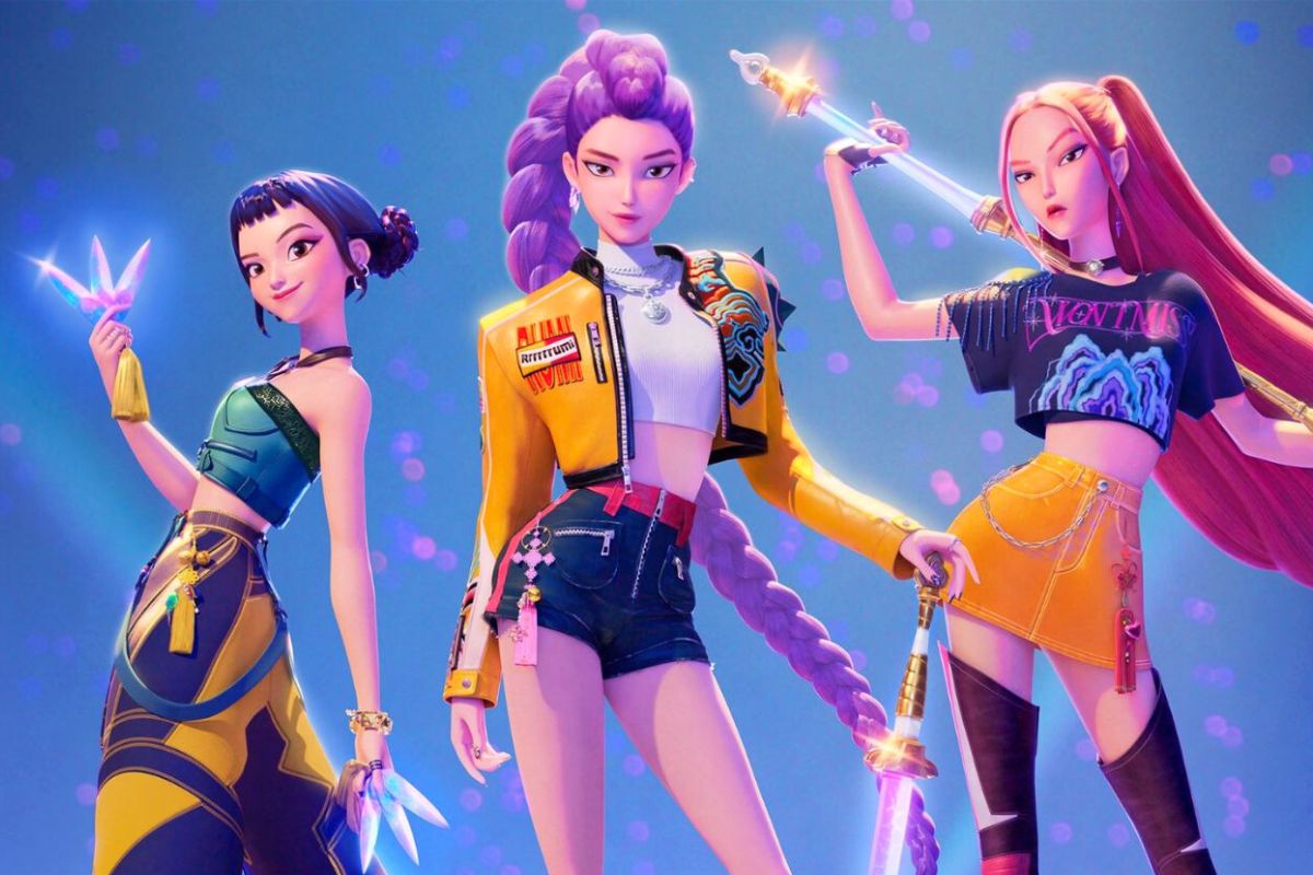 映画「K-POP悪魔の狩人」のSFガールズグループHuntr/xが記録を破る、Blackpink、NewJeans。写真:Netflix