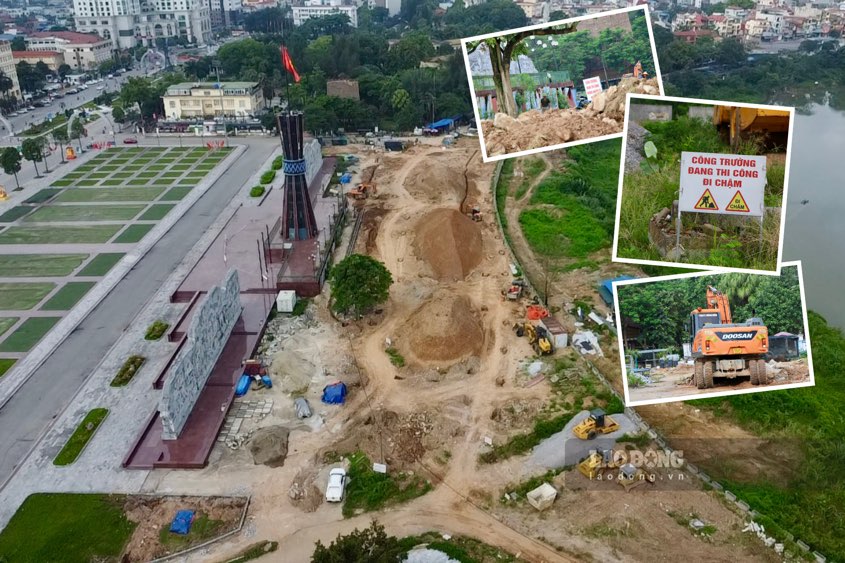 Urgently deploy the landscape renovation behind the largest square in Thai Nguyen. Photo: Nguyen Hoan.