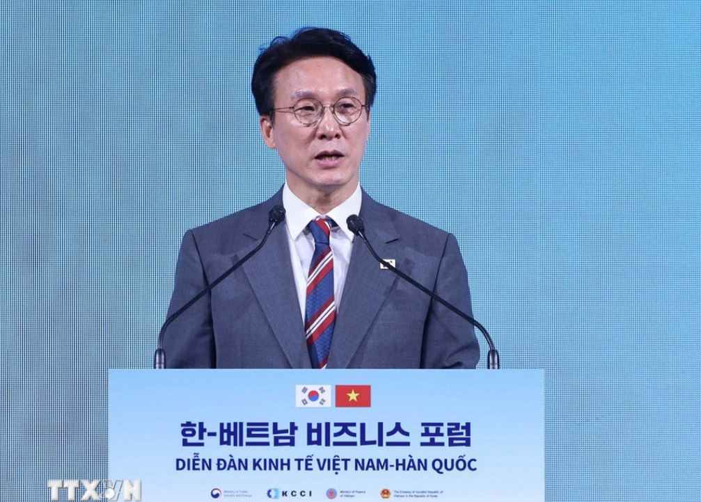 Thu tuong Han Quoc Kim Min Seok cho biet, Han Quoc mong muon mo rong hop tac toan dien voi Viet Nam. Anh: TTXVN