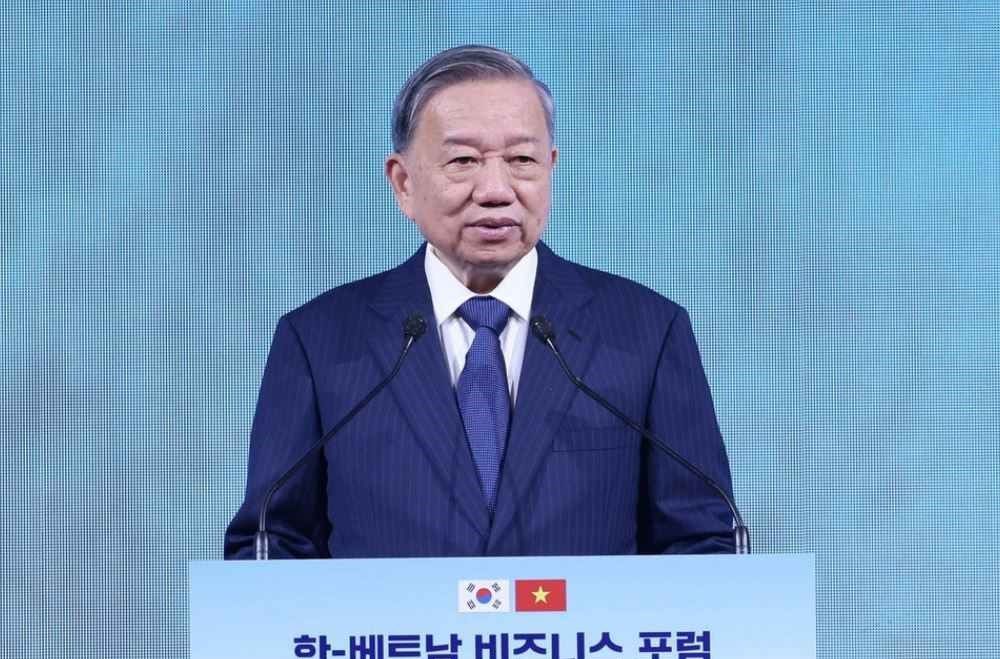 General Secretary To Lam speaks at the Vietnam - Korea Economic Forum. Photo: VNA