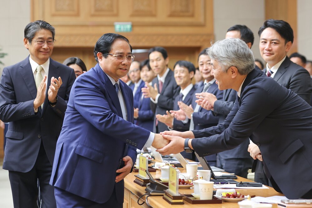 Politburo member and Prime Minister Pham Minh Chinh at the seminar with Japanese enterprises. Photo: VGP