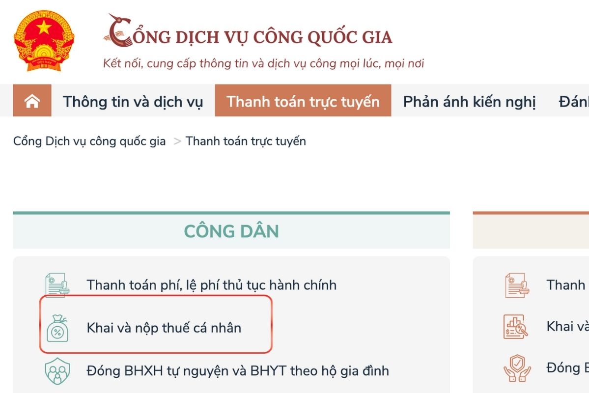 가구 및 개인 사업자는 국가 공공 서비스 포털에서 세금을 납부하도록 선택할 수 있습니다. 그래픽: Thanh Binh
