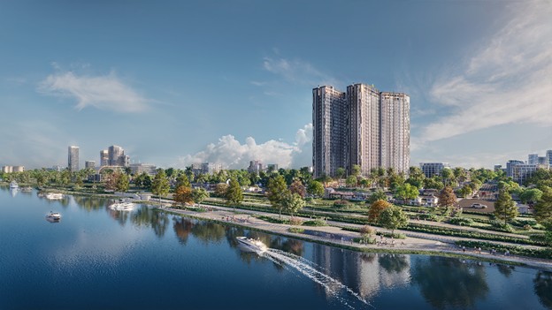 Fresia Riverside cao 98m – bieu tuong kieu hanh moi tai Bien Hoa, noi bat voi 90% can ho view song va thiet ke dang cap. Anh: Fresia Riverside