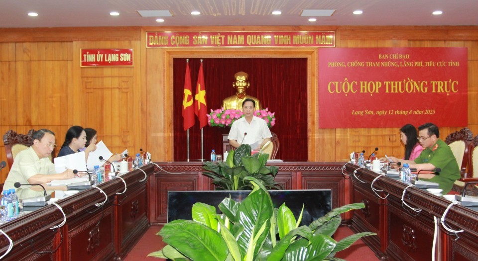 Mr. Hoang Van Nghiem, Secretary of the Provincial Party Committee, Head of the Steering Committee for Anti-Corruption, Wastefulness and Negativity of Lang Son province, directed to clarify cases and violations. Photo: Thuc Quyen