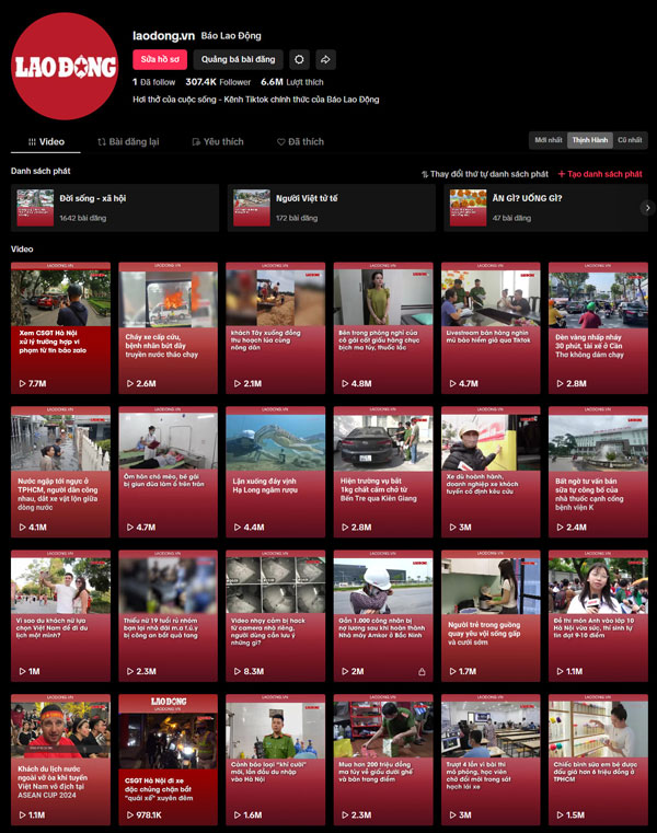 Kenh Youtube cua Bao Lao Dong. Anh: Van Thang