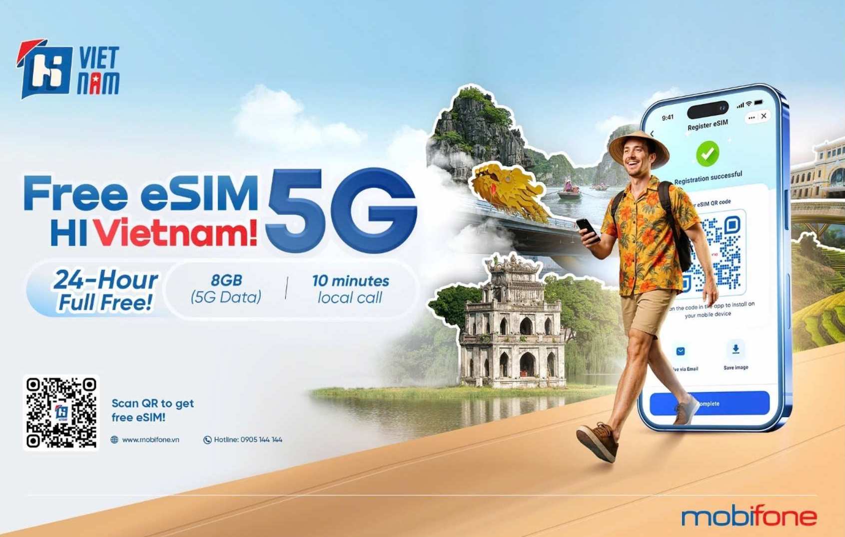 Du khach Han Quoc se duoc phat eSIM mien phi khi toi Da Nang tu thang. Anh: MobiFone