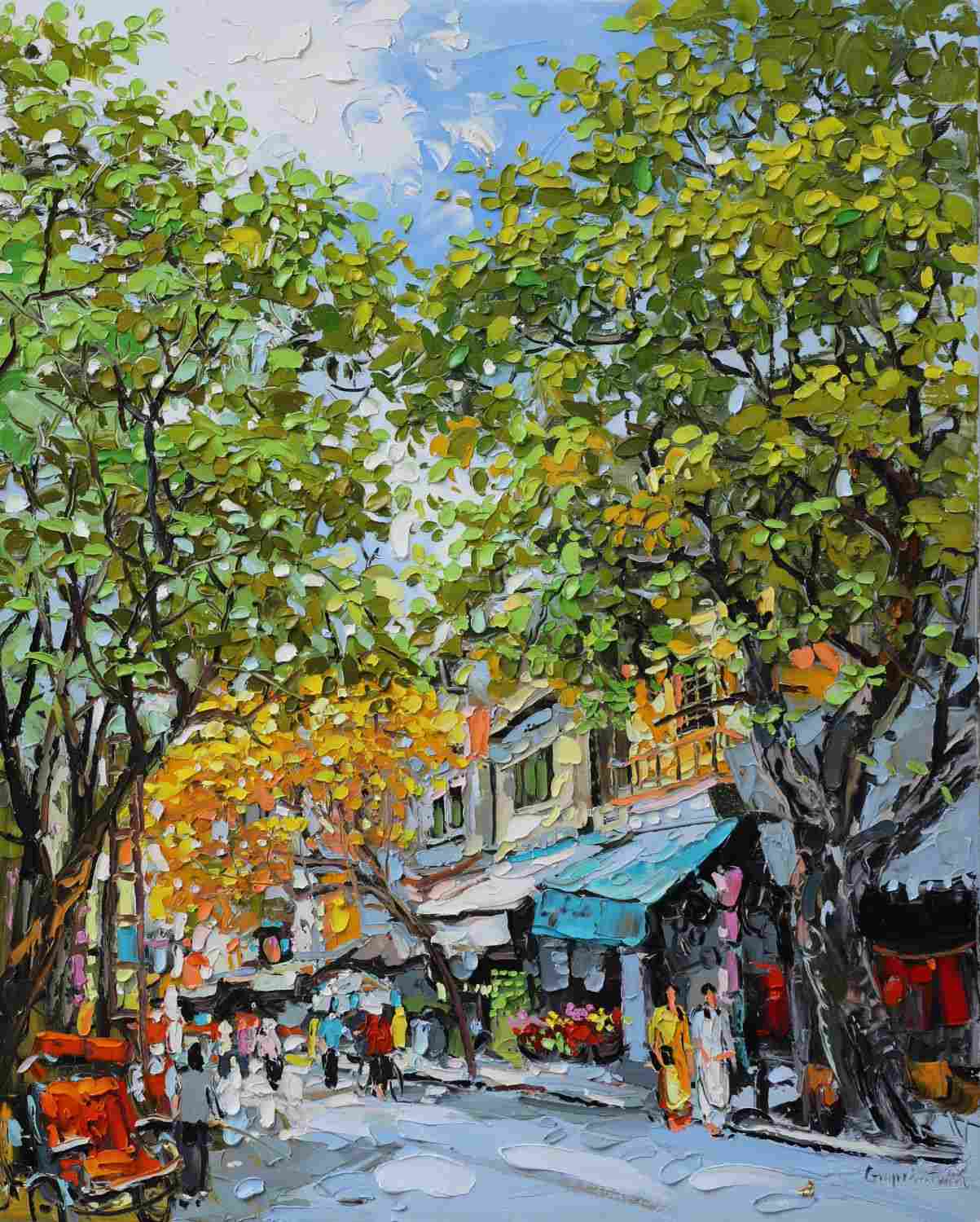 Hanoi Autumn Festival. Oil painting GIAP VAN TUAN