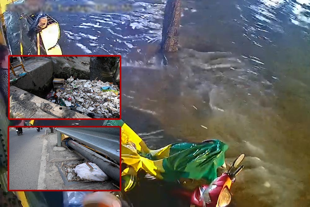 De la boue encerclee apres de fortes pluies a Ho Chi Minh-Ville les habitants pres du marche de Thu Duc souffrent de la pollution