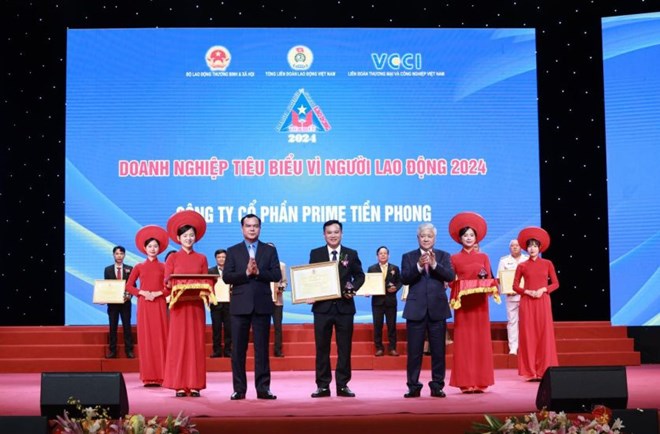Công ty Cổ phần Prime Tiền Phong (tỉnh Phú Thọ) được vinh danh “Doanh nghiệp tiêu biểu vì người lao động” năm 2024. Ảnh: Prime Tiền Phong