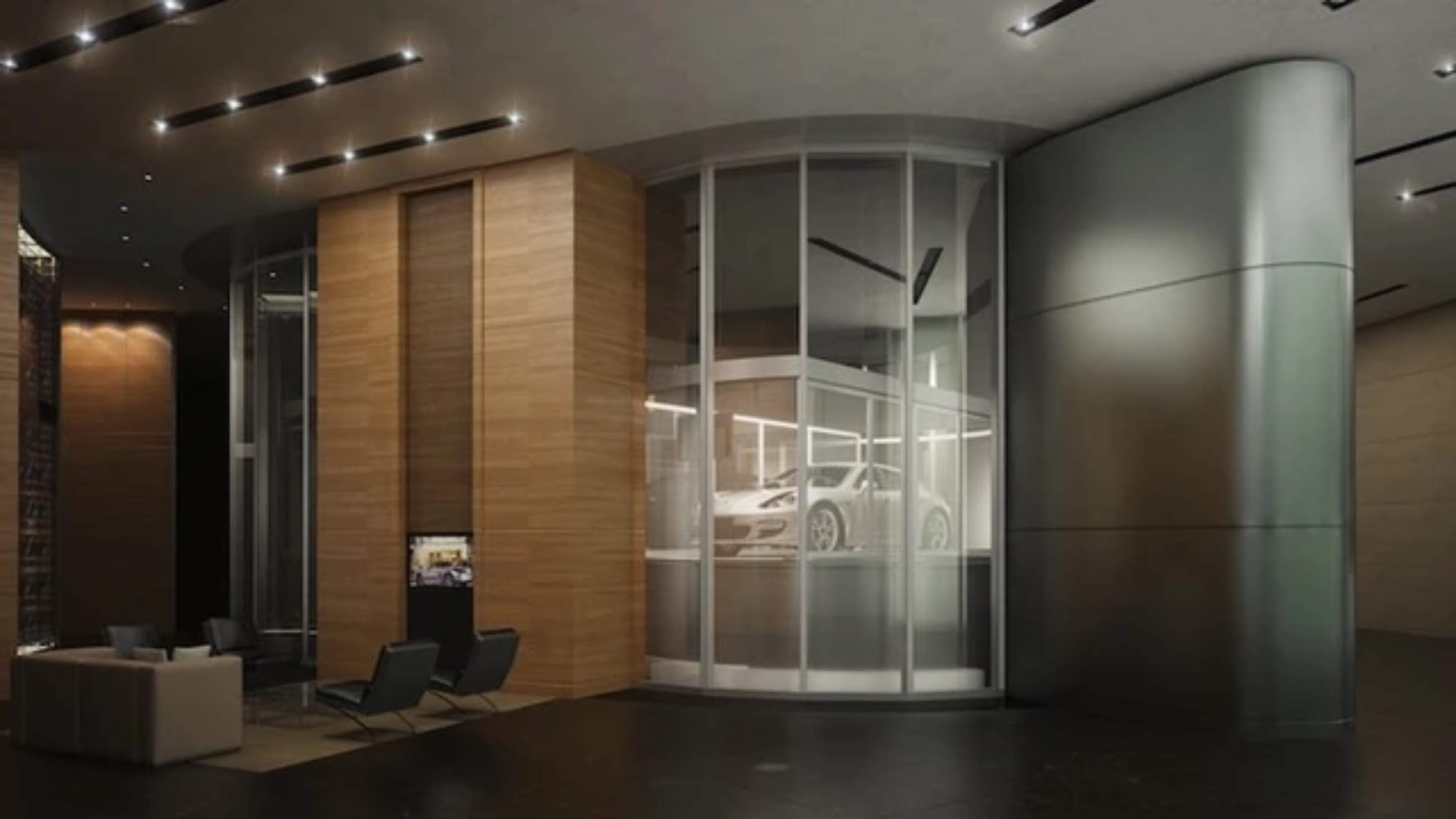 Toa thap Bugatti Chiron Residences o Dubai lap thang may tu gara len tung can ho cho xe hoi