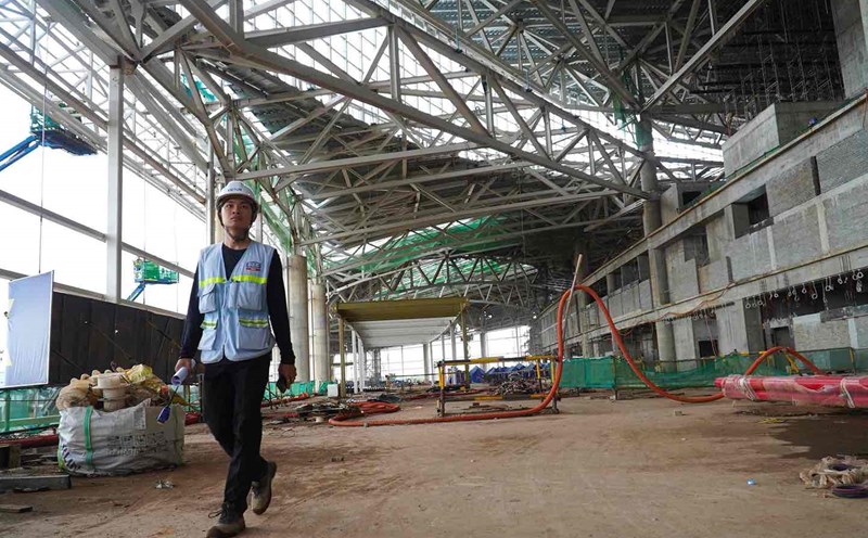 Workers working at the Long Thanh airport project, Dong Nai. Photo: HAC