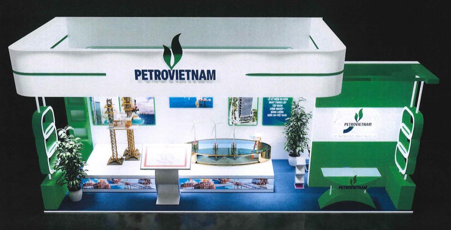 전시회에서 Petrovietnam 부스 모델.