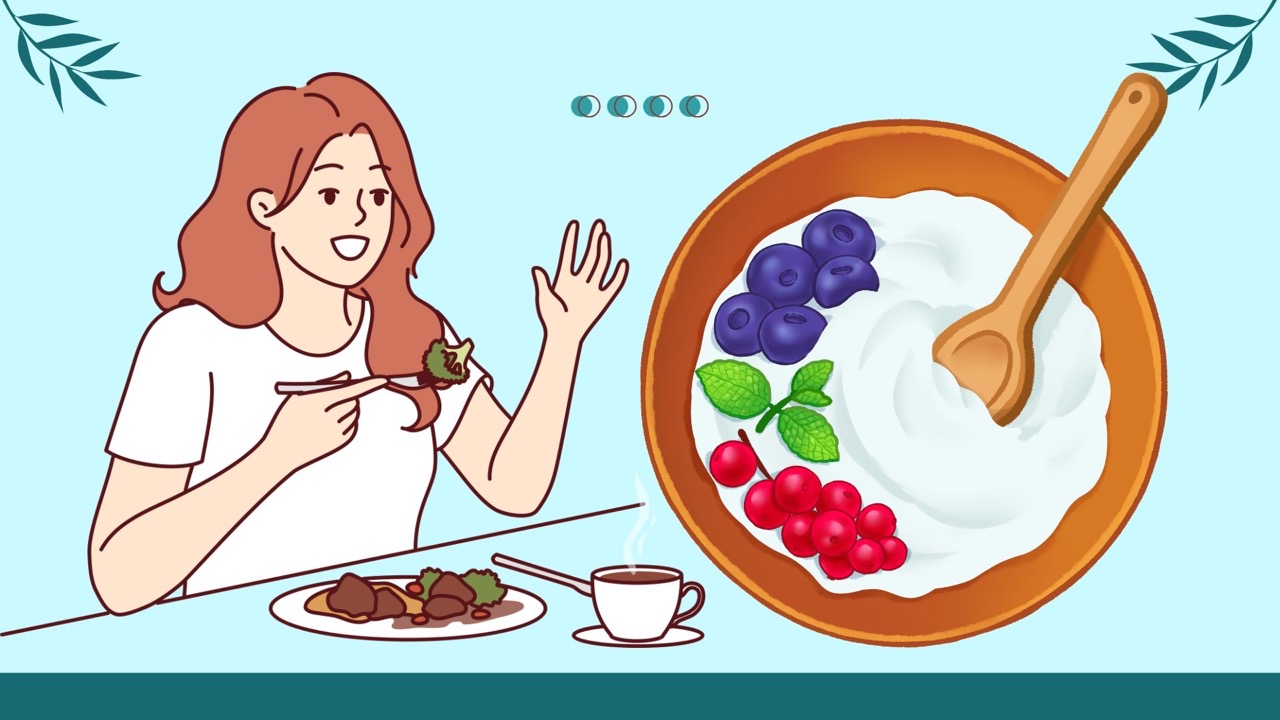 Eating Greek yogurt for breakfast in the morning helps nourish the body from the roots. Graphic photo: Huong Son