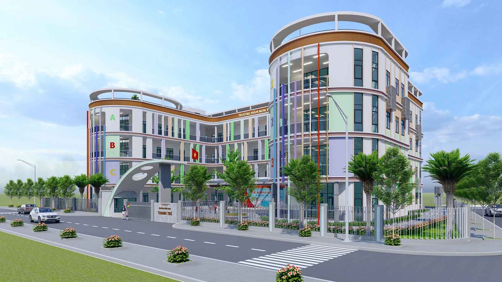 Perspective of Thanh Tri Kindergarten (Vinh Hung Ward, Hanoi) after completion. Photo: Vinh Hung Ward People's Committee